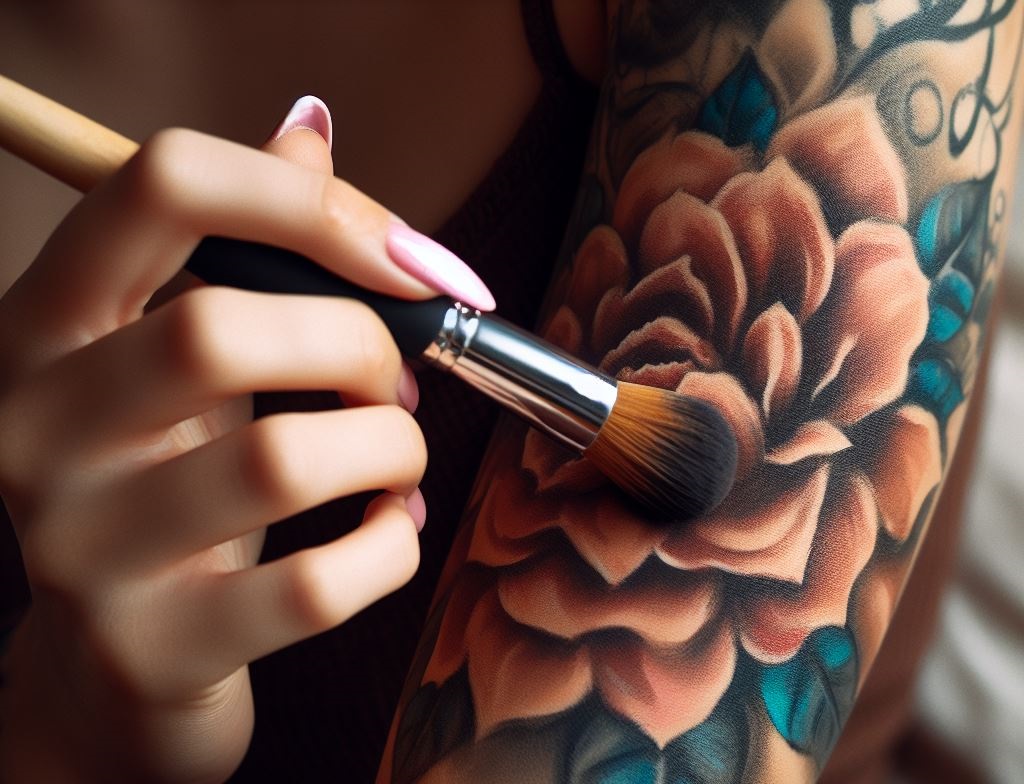 maquiagem-cobre-tatuagem Imagem da plataforma DALL·E 3